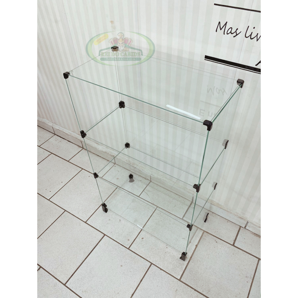 Balcão De Atendimento Em Vidro Modulado 0,60 X 1,00 X 0,30 - Vitrine para Loja/Casa ( 3 NICHOS)