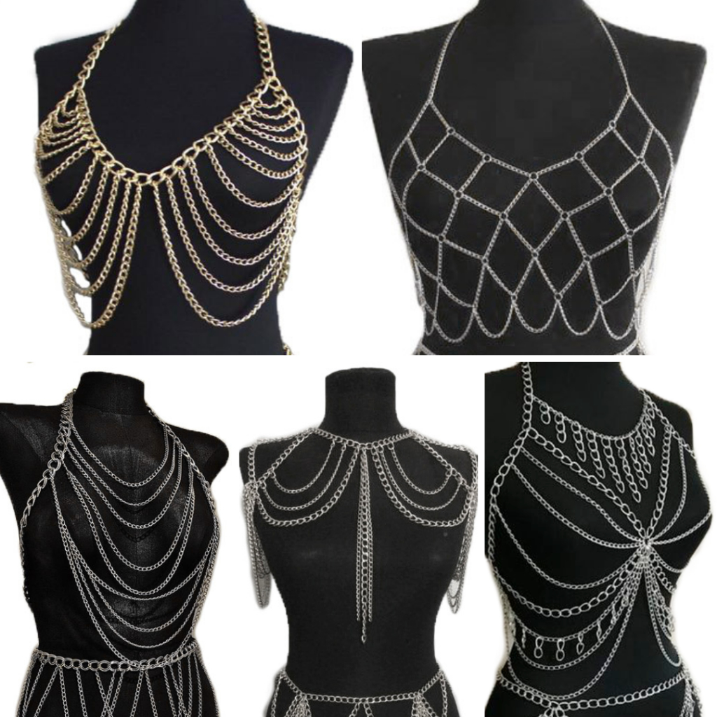 Top de Correntes Body Chain Carnaval Acessório Bodychain Corrente de Corpo Rave Festival Plus Size em Oferta na Shopee