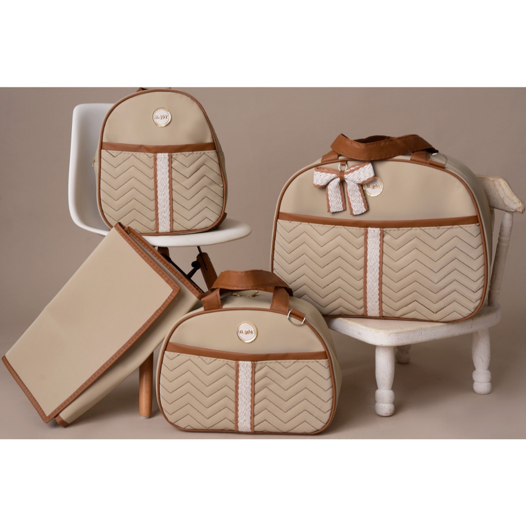 Kit de Bolsa de Bebê Mala Saída Maternidade com Mochila Menina Menino  Várias Cores