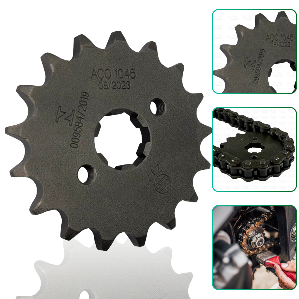 Pinhão 17 Dentes Bros 150 160 Cg Titan 160 Fan 150 Xre 190 Aço 1045 em Oferta na Shopee