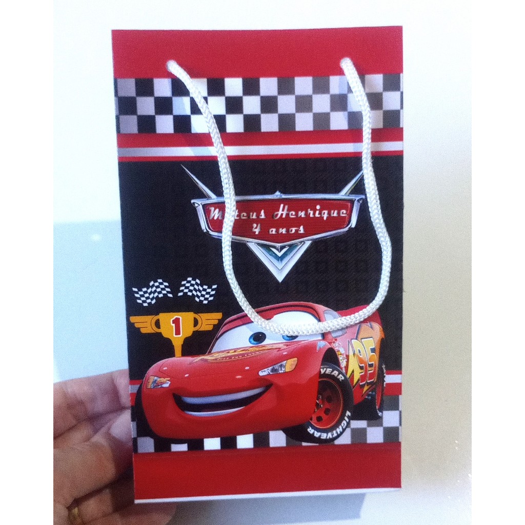SACOLINHA PERSONALIZADA PARA LEMBRANCINHA DE ANIVERSÁRIO/FESTA - SACOLINHA SURPRESA- CARROS -RELÂMPAGO MCQUEEN
