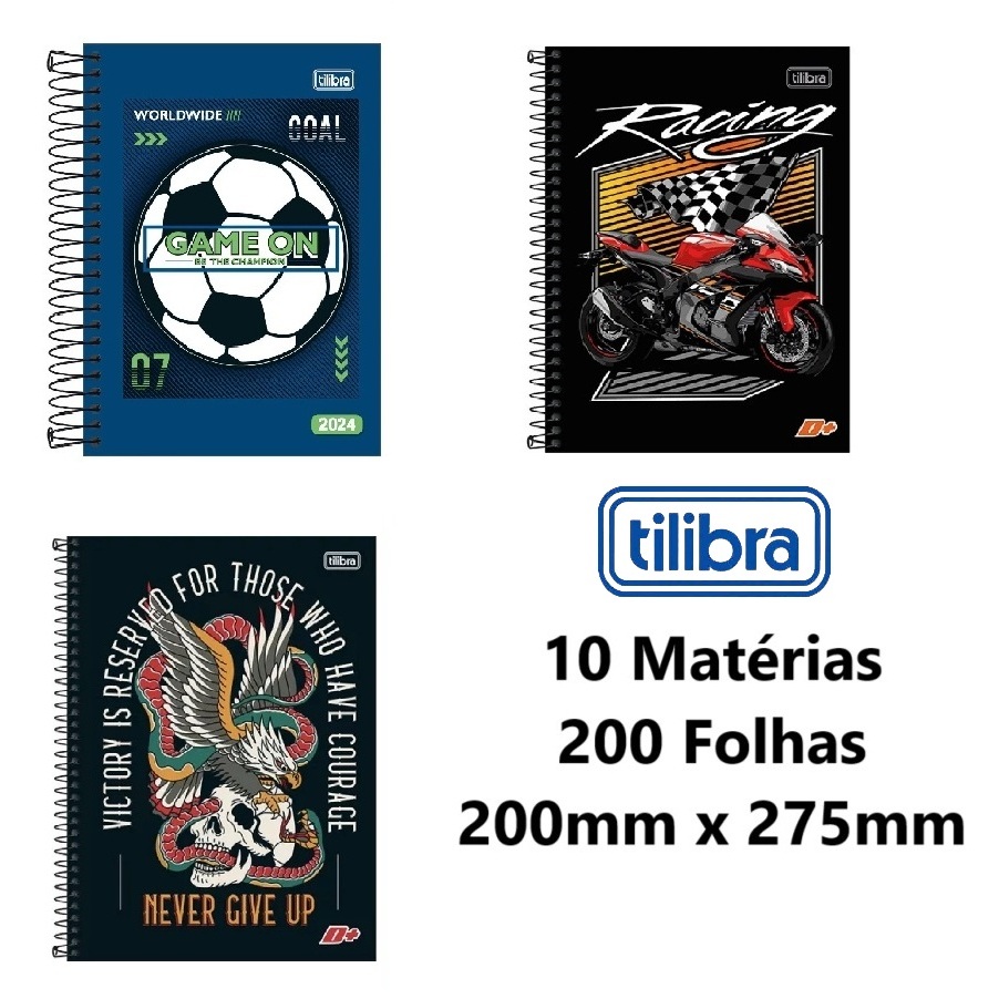 Caderno Tilibra 200 Folhas 10 Matérias Capa Dura Masculino Escolar Be King Formato 200mm x 275mm em Oferta na Shopee