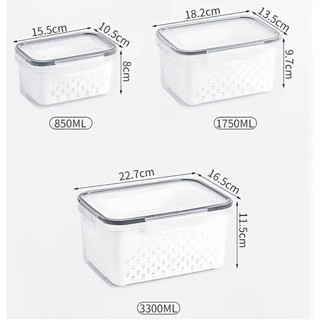 Kit 3 Organizadores de Geladeira Potes Herméticos Cozinha Alimentos Com Cesto Removível La...