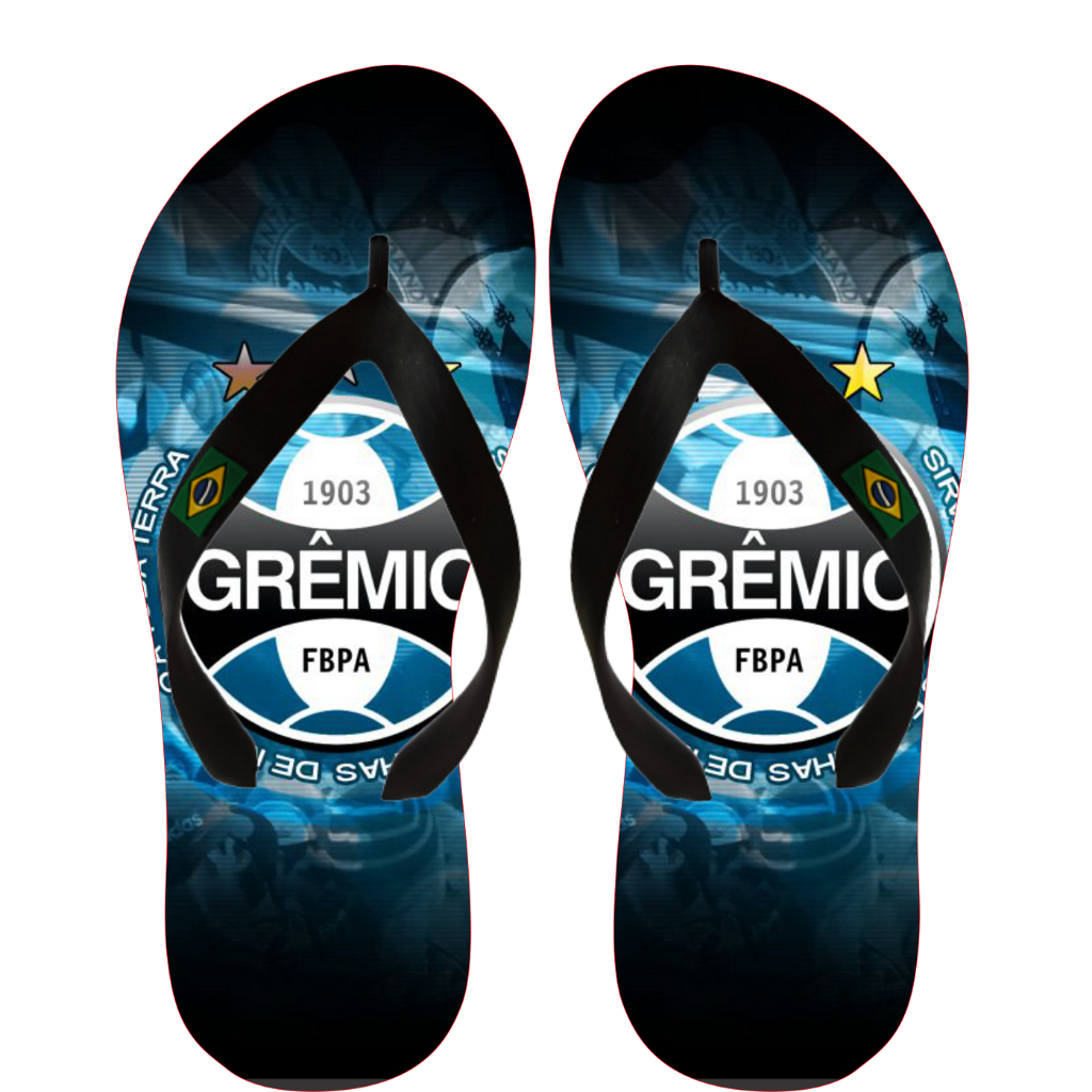 Chinelo masculino do Grêmio futebol time sandália azul em Oferta na Shopee