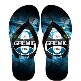 Chinelo masculino do Grêmio futebol time sandália azul em Oferta na Shopee
