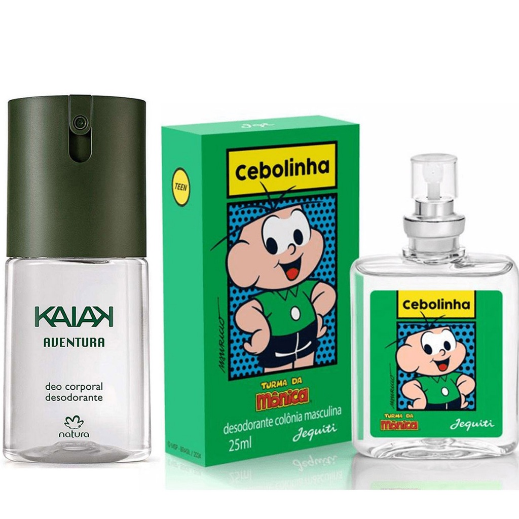 Kit Perfume Deo Colônia Cebolinha Turma da Mônica Jequiti 25ml + Deo Corporal Kaiak Aventura Natura 100ml