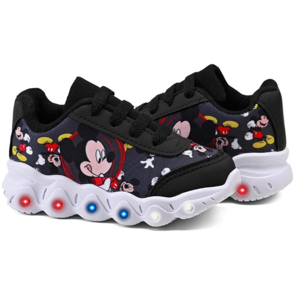 Tênis Infantil Mickey Mouse Com Led Pisou Piscou Super Macio e Leve em Oferta na Shopee