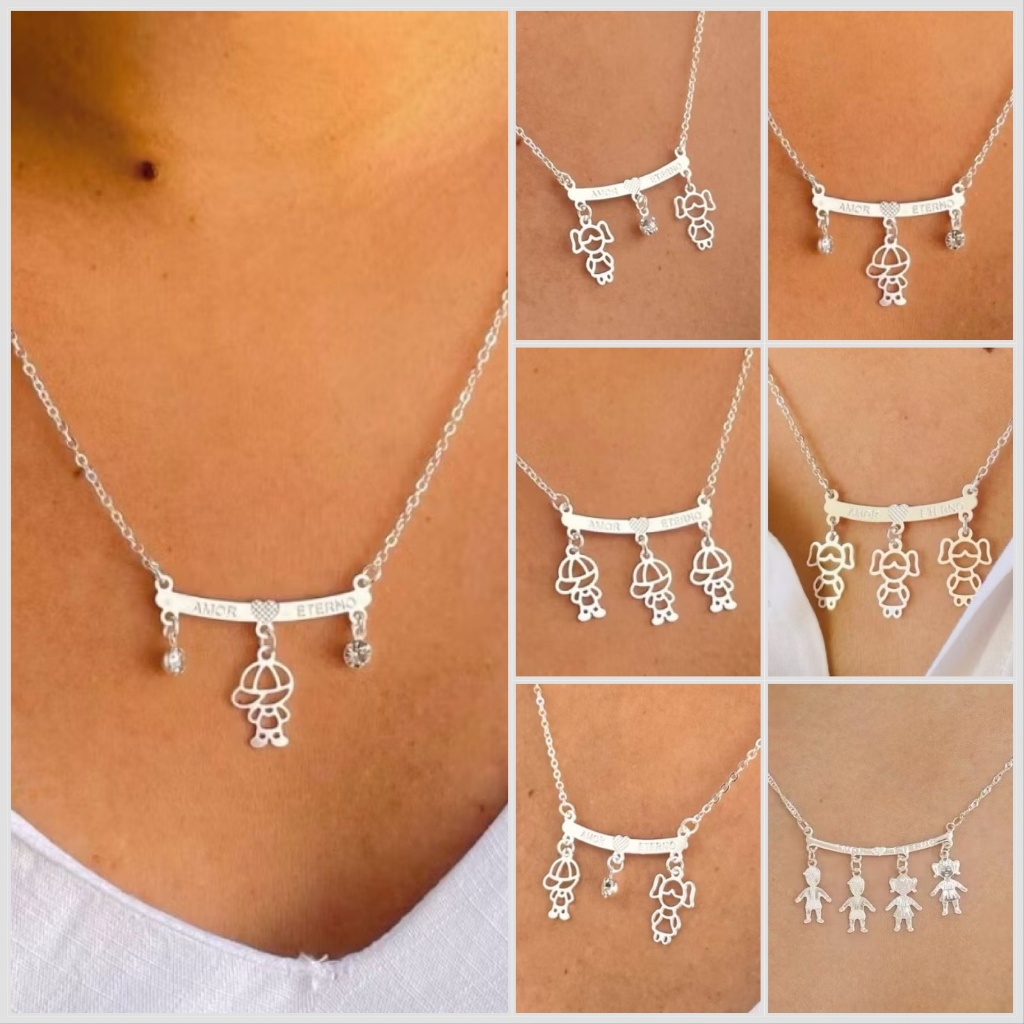 Colar Filhos Casal/Três/Quatro Filhos(as) Folheado a Ouro 18k /a prata 925 em Oferta na Shopee
