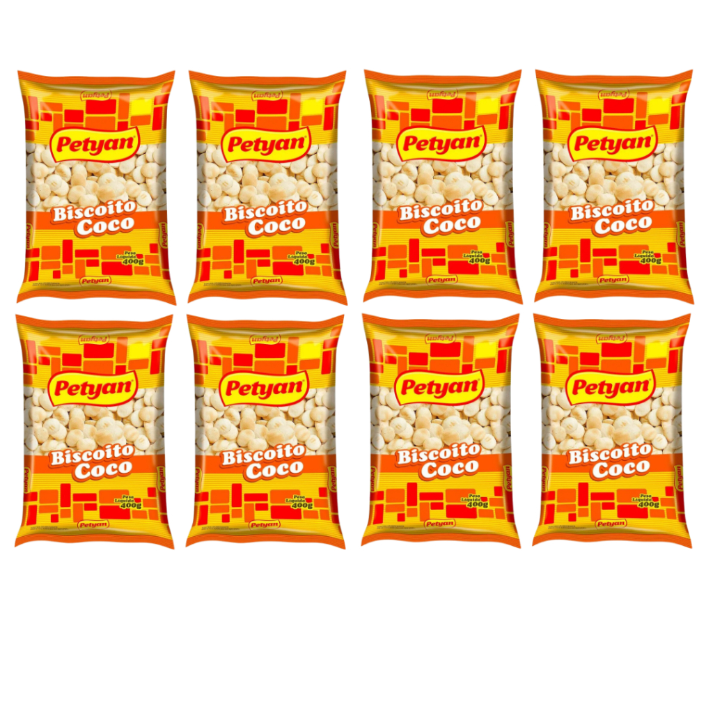 Kit c/ 8 - Biscoito de coco Pocazoi Petyan 400g