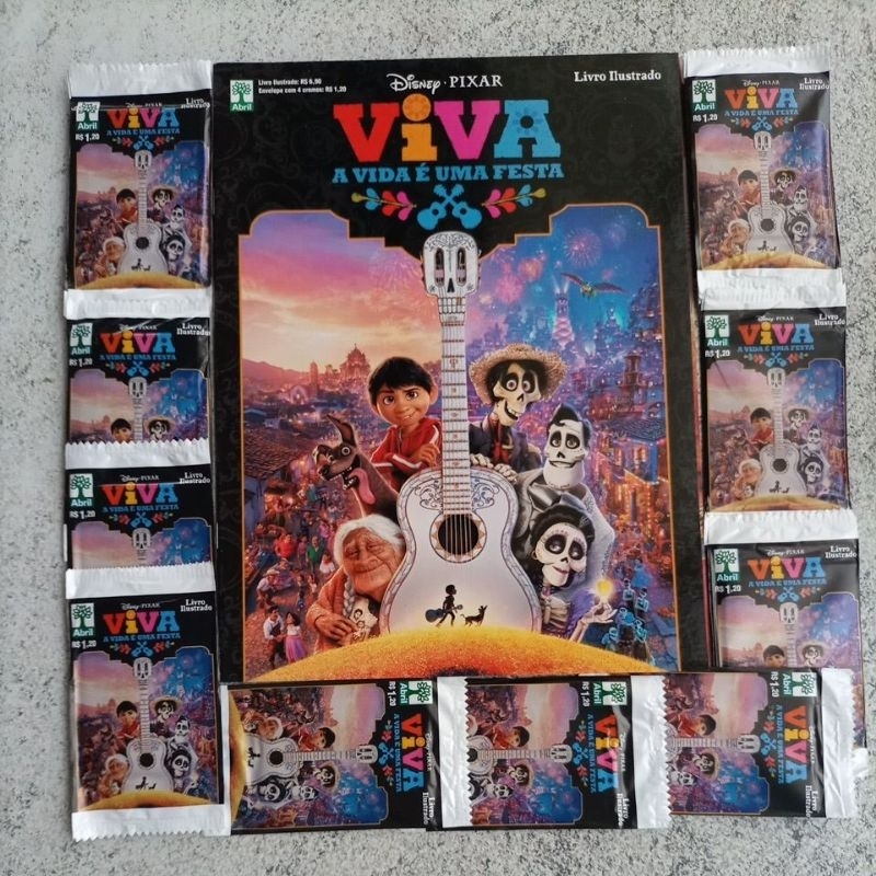 Viva a vida é uma festa - album com 50 pacotes de figurinhas - pacotinhos envelopes lacrados