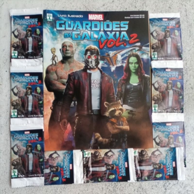 Guardiões da galáxia - album com 50 pacotes de figurinhas - pacotinhos envelopes lacrados