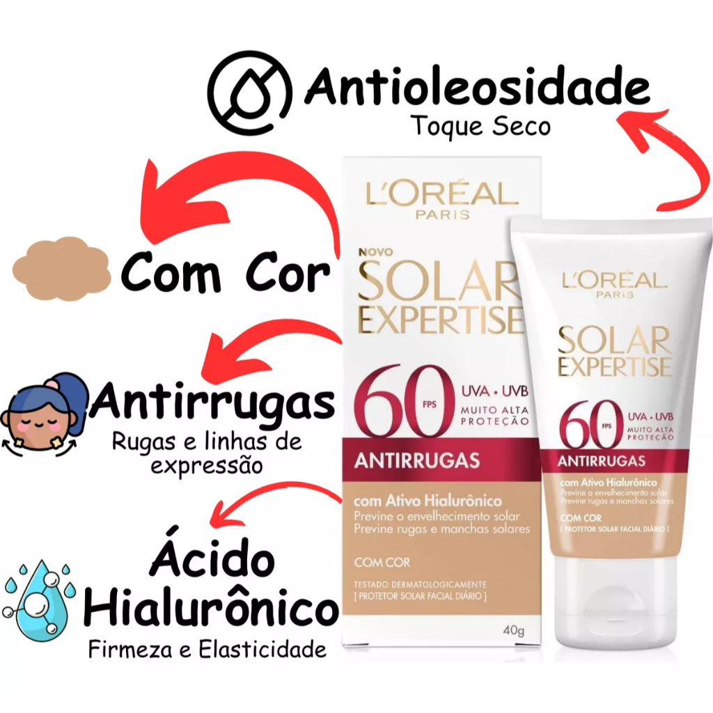Protetor Solar Com Cor Loreal Paris 60 Fps Solar Expertise