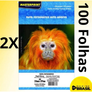 100 FOLHAS Papel Fotográfico Adesivo A4 130g Masterprint À Prova D