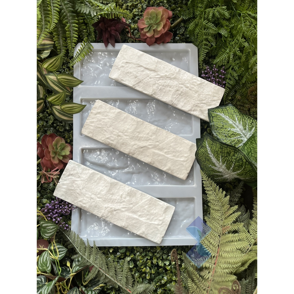 Kit 2 Moldes Gesso Cimento Placa 3d Rockface 29x10cm
