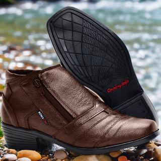 Bota Botina Social Couro Legitimo Masculina Romacini Solado Costurado Reforçado Confort