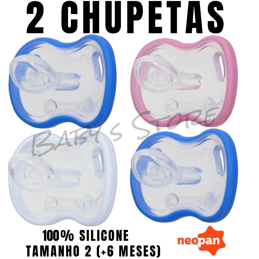 2 CHUPETAS 100% SILICONE BICO ORTODÔNTICO TAMANHO 2  MAIORES DE 6 MESES - NEOPAN em Oferta na Shopee