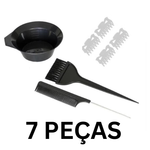 Kit Para Pintura de Cabelo 7 Peças Pote Pincel Prendedores Pintura Cabelo Hair Casa