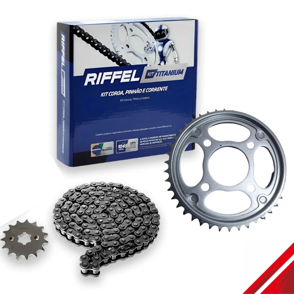 Kit Relação Tração Transmissão Cg Titan Fan 150 2004 a 2015 Original Riffel em Oferta na Shopee