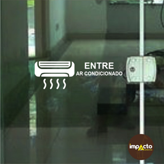 Adesivo Vinil ENTRE AR CONDICIONADO - Desenho, porta de vidro, madeira, metal em Oferta na Shopee