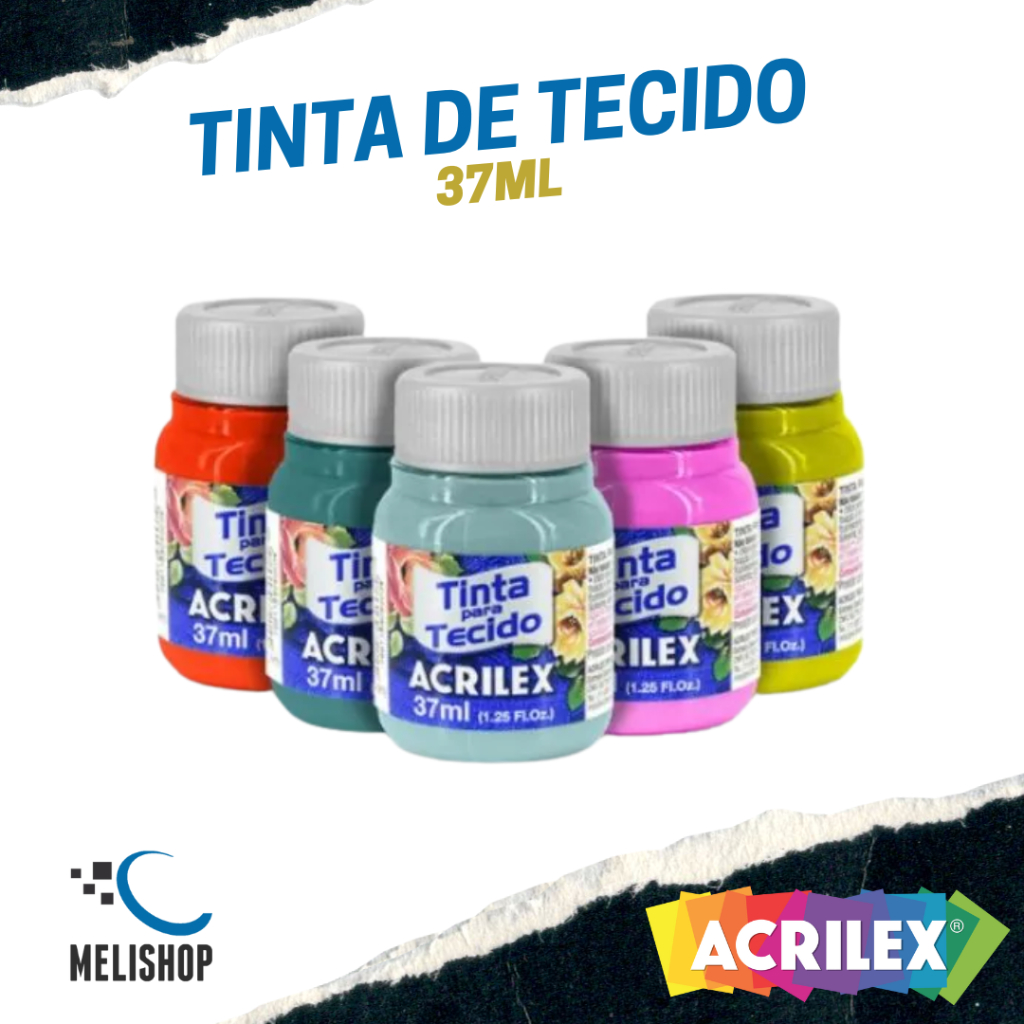 Tinta para Tecido Acrilex 37ml Original - Cores Vibrantes e Alta Durabilidade