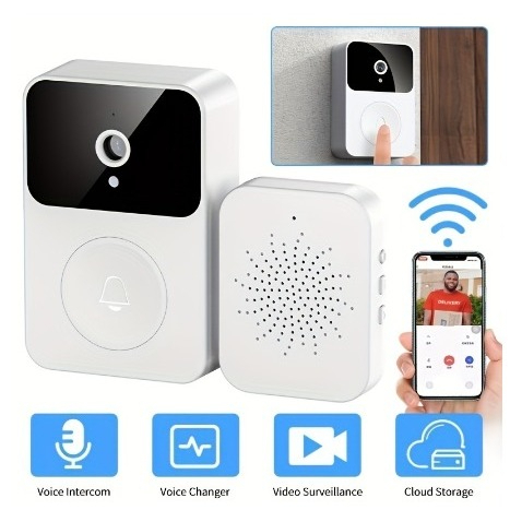 Campainha Inteligente Wi-Fi com Câmera HD – Vídeo Porteiro Sem Fio Recarregável para Smart Home
