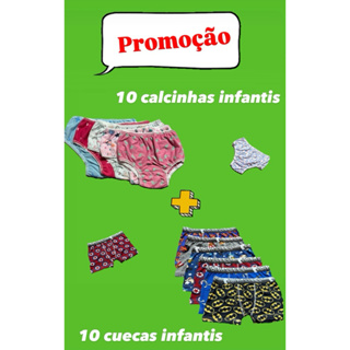 Promoção kit 20 Peças Calcinha Infantil e Cueca Infantil Cores e Estampas Divertidas Tecido Respirável e Confortável em Oferta na Shopee