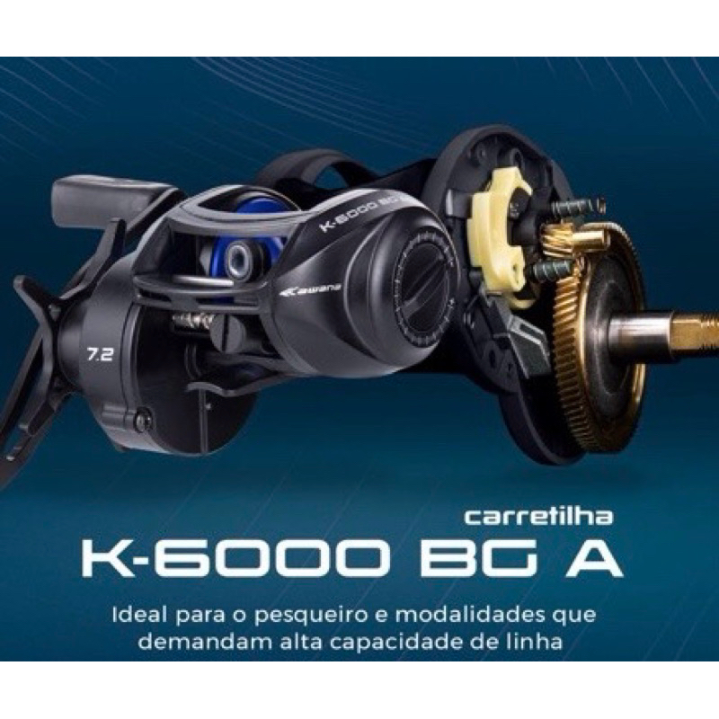 Carretilha KAWANA K-6000 Bg Maruri - Preta c/ Azul - 030mm 200M - Drag 6.5