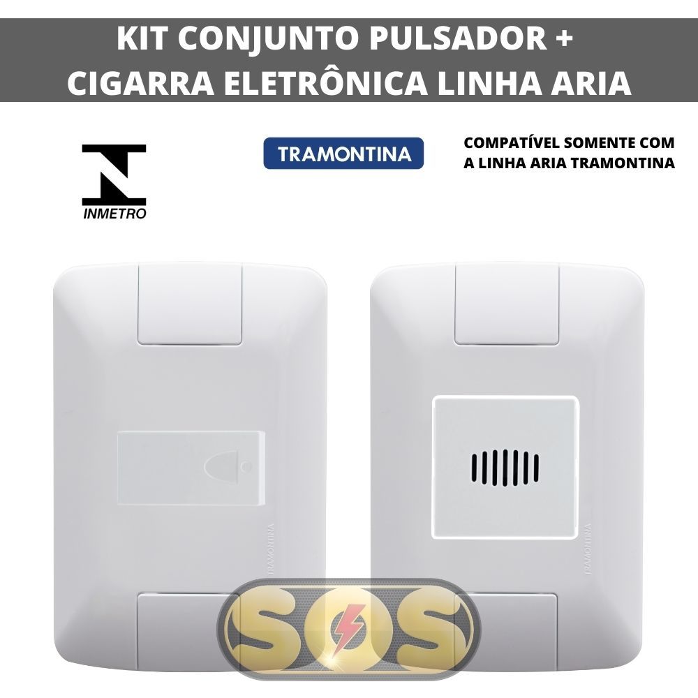 KIT CONJUNTO CAMPAINHA CIGARRA + CJ PULSADOR  LINHA ARIA TRAMONTINA