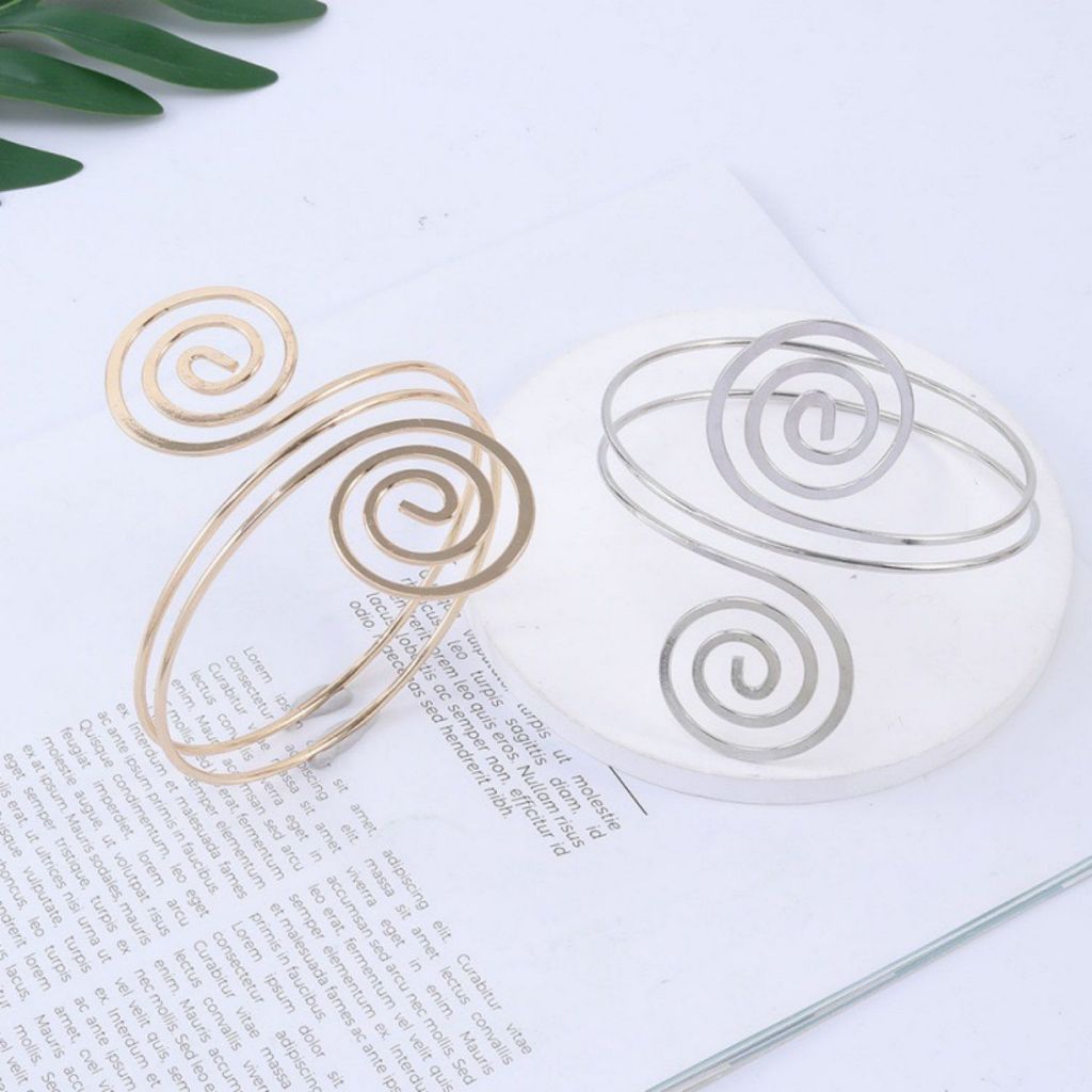 Nova pulseira de hip hop punk anel de braço espiral de metal exagerado em Oferta na Shopee