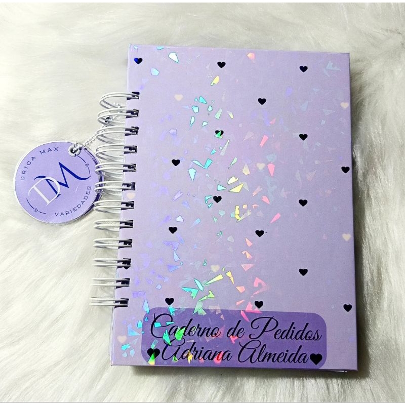 Caderno de pedidos personalizado com a sua logo, Capa Dura com chaveiro da logo ,holográfico com 100 ou 200 folhas.