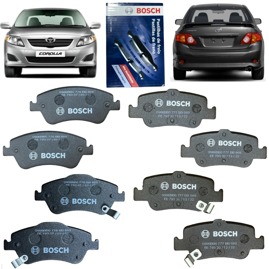 Pastilha De Freio Dianteira e Traseira Corolla 1.6 1.8 2.0 2009 2010 2011 2012 2013 2014 Bosch em Oferta na Shopee