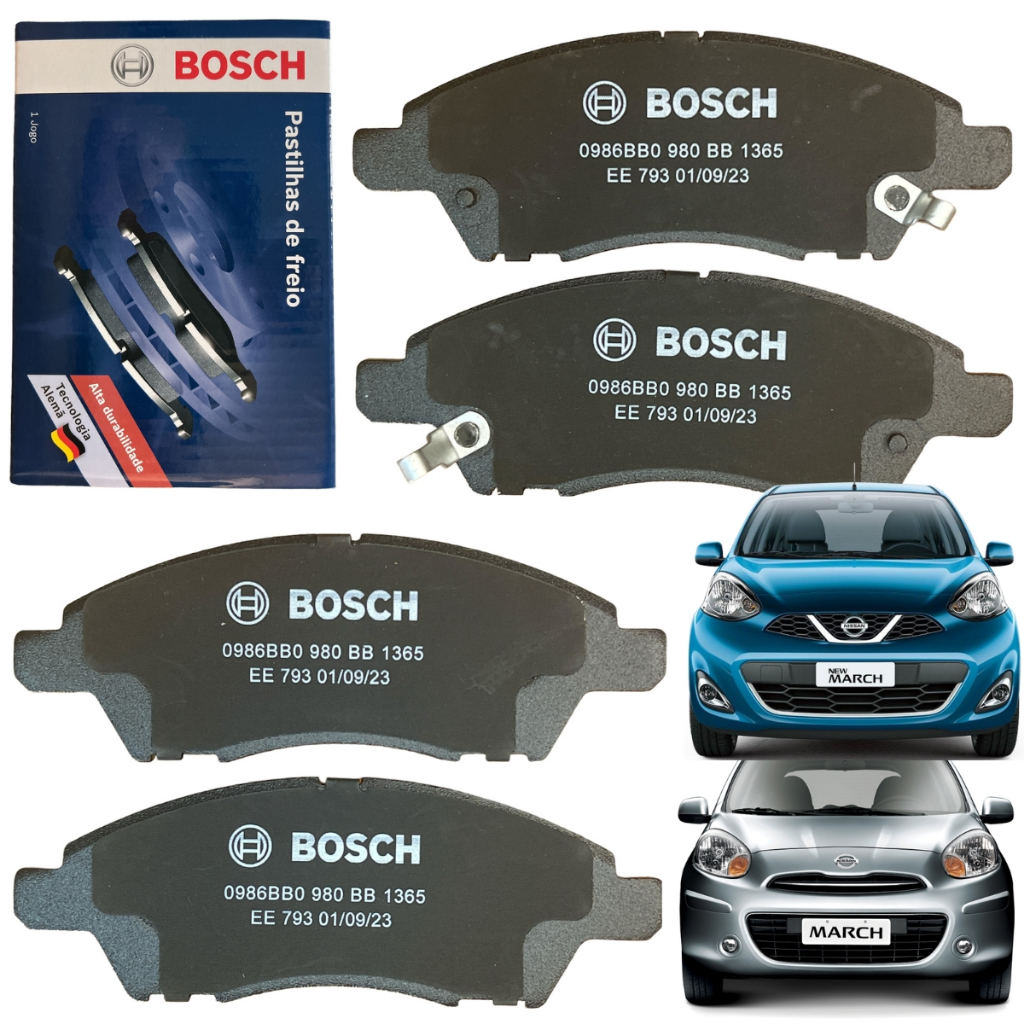 Pastilha De Freio Nissan March 2011 2012 2013 2014 2015 2016 2017 2018 2019 2020 Dianteira Bosch em Oferta na Shopee