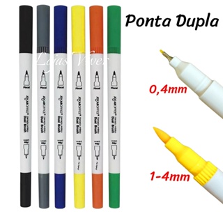 Kit Caneta Permanente Ponta Dupla - 6 Unidades em Oferta na Shopee