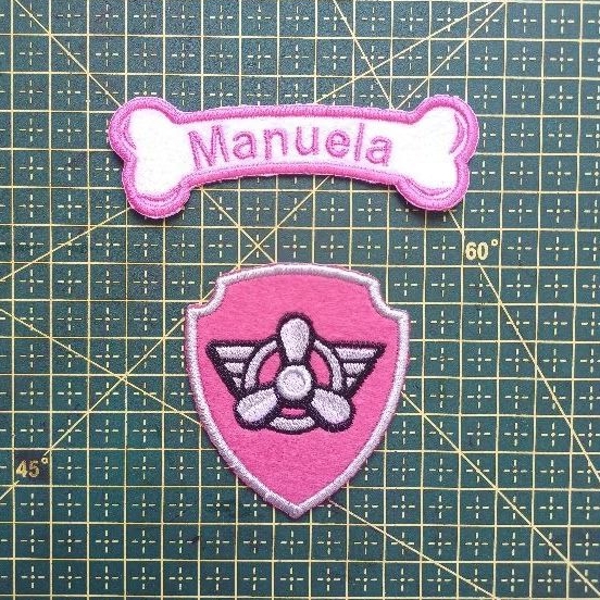 Patch bordado termocolante kit osso e brasão skye hélice