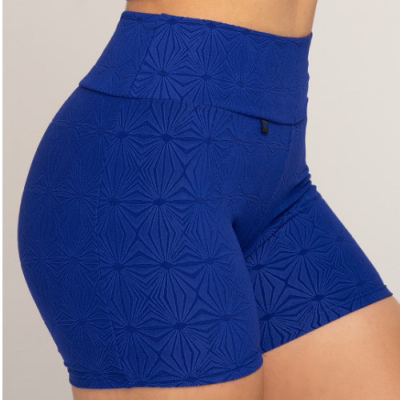 Short Box meia coxa Legging Femenina em Jacquard Cintura Alta Texturizada Alta Compressão Fitness Academia