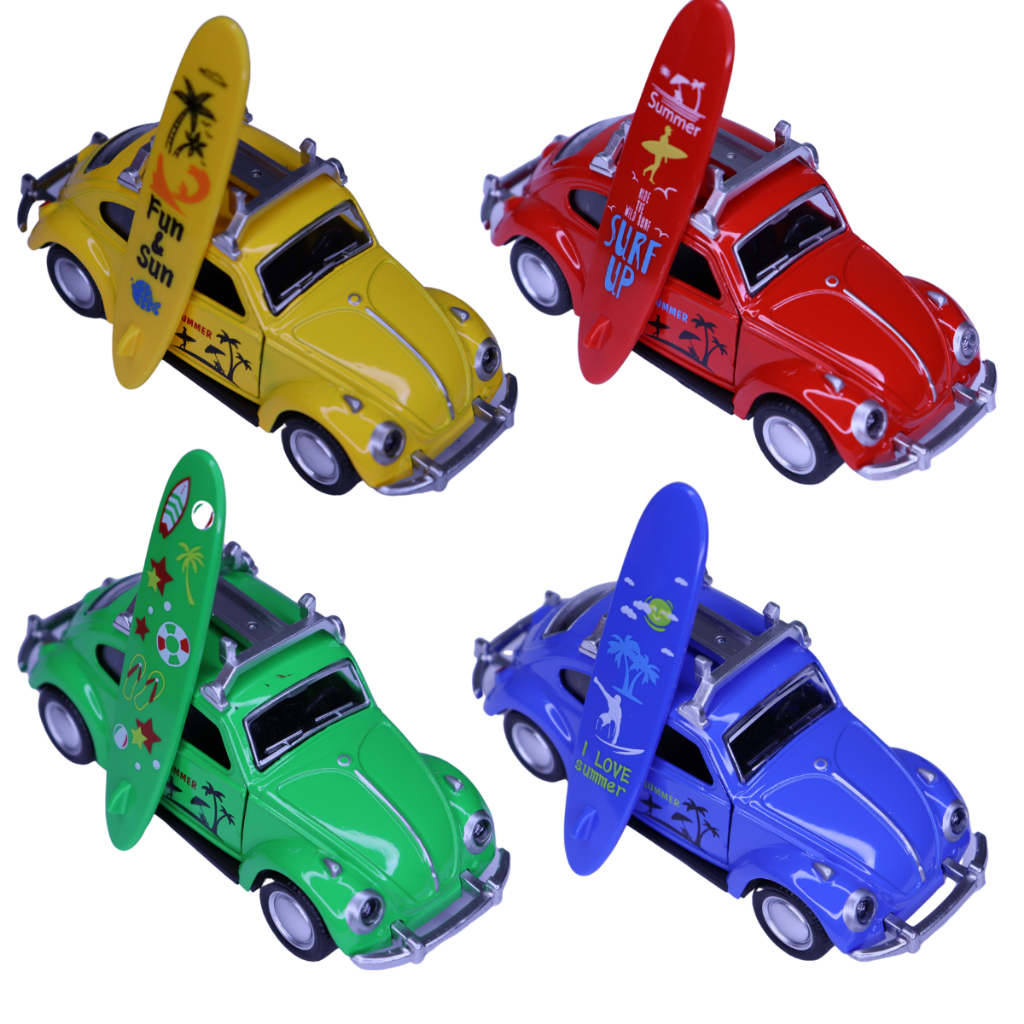 Miniatura Fusca metal com prancha de surf modelo novo premiu