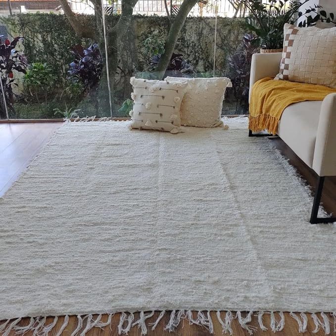 Tapete Boho Grande 2,00 X 1,50 Artesanal Luxo Sala Quarto Felpudo Fofinho Rústico Tear 100% Algodão
