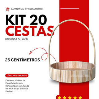 kit 20 Cestas de Madeira 25 Centímetros Oval ou Redonda - presentes|comemorações|páscoa|embalagem em Oferta na Shopee