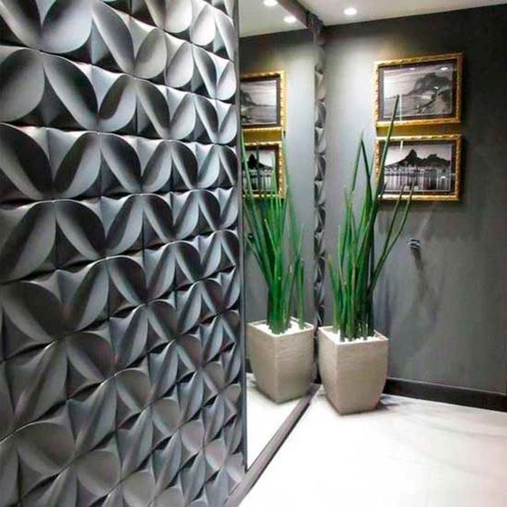 Oferta: Kit 100 Placas Revestimento PVC 3d Preto De Parede Decorativa 25x25 cm Vários... - 26% OFF