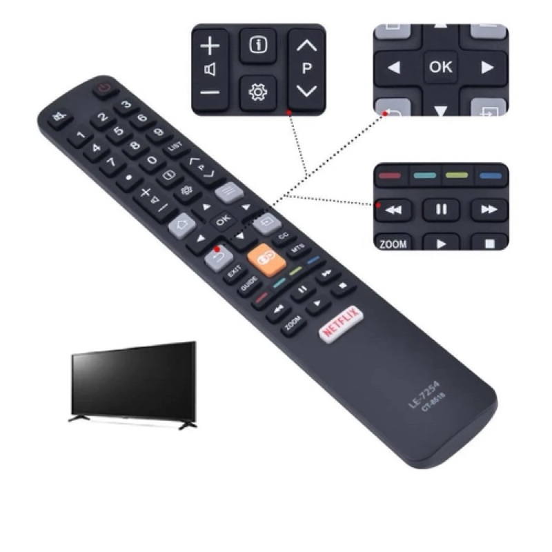 Controle Remoto Compatível ComTv Semp Toshiba Botão Netflix U7800 32l2800 Ct8518