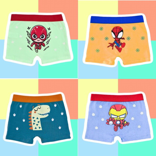 Kit com 3 Unidades Cueca Boxer Infantil Menino 100% Algodão Estampas Sortidas