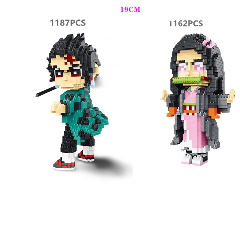 Tanjiro e Nezuko Kamado Micro blocos de montar xalingo action figure Demon Slayer 1187 e 1162 peças