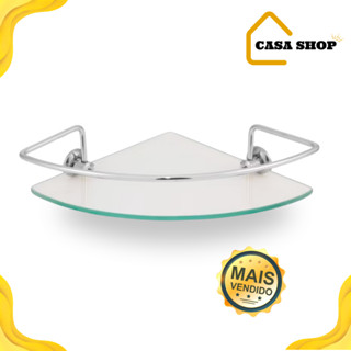 prateleira de vidro porta shampoo de canto vidro e aluminio para banheiro em Oferta na Shopee