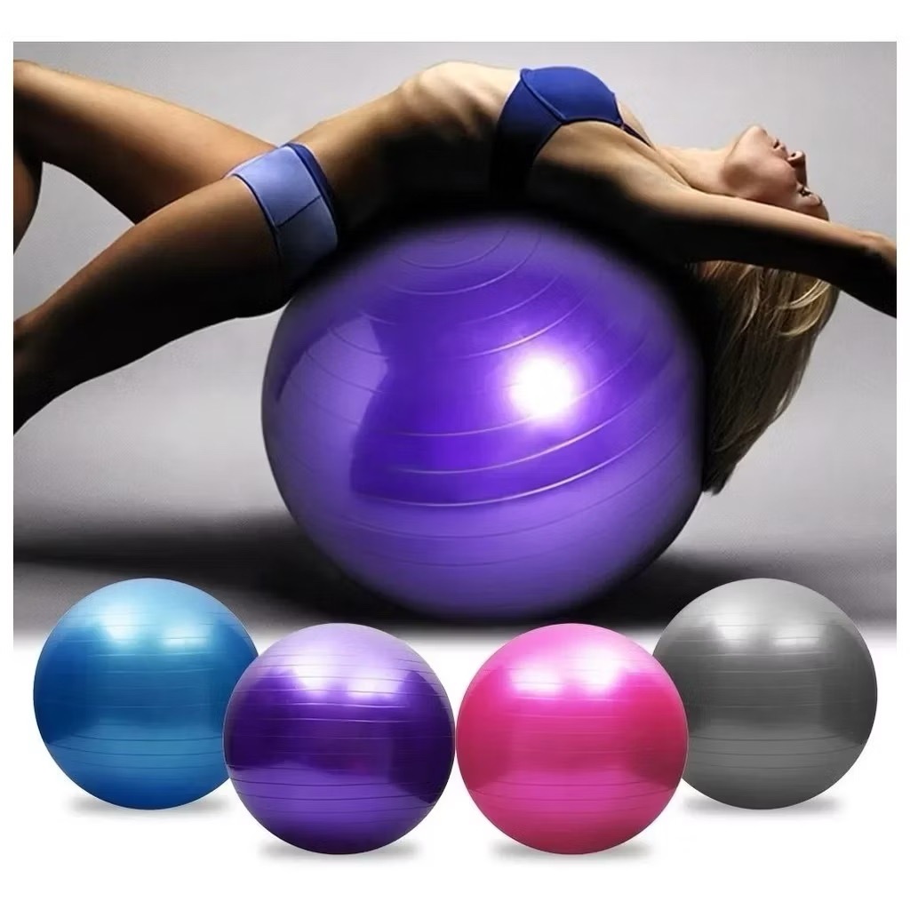 55-65cm Sports Yoga Pilates Fitness Ball com bomba grátis cor enviada aleatoriamente em Oferta na Shopee