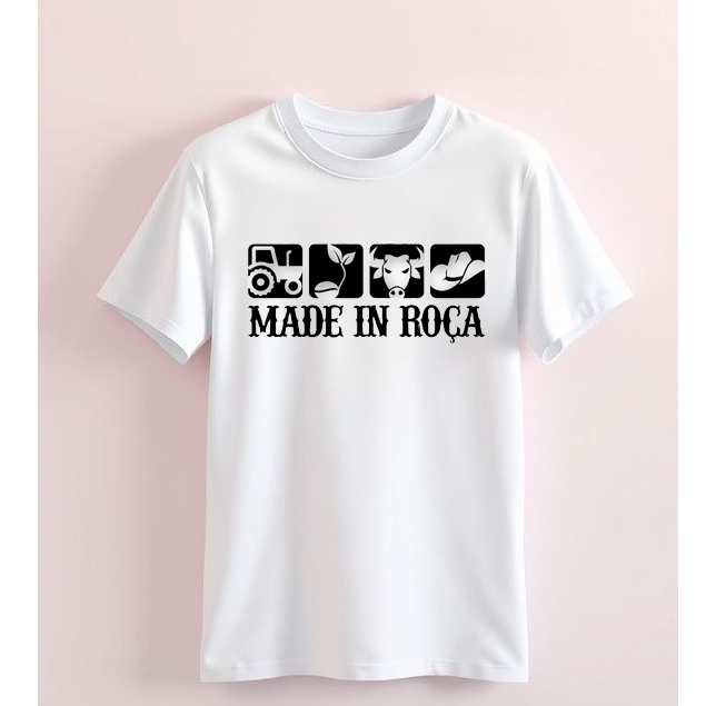 Camiseta Personalizada Made In Roça Camisa Estampada Unissex 100% Algodão Moda Country