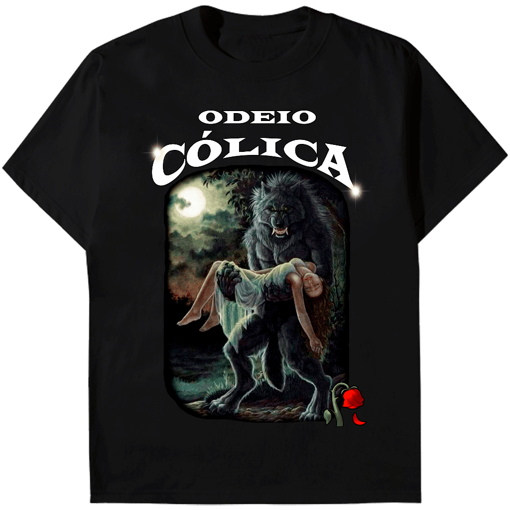 Camiseta Odeio Cólica - Oversized Camisa com Estampa Engraçada Odeio Cólica Lobo Pidão Roupa Academia
