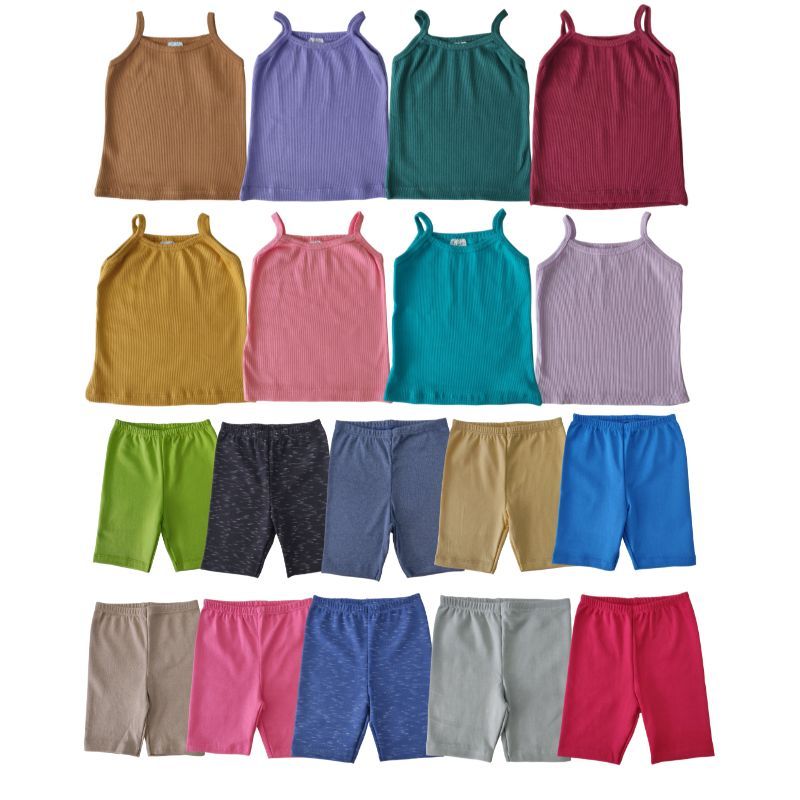 Kit 6 Peças 3 Regata alcinha + 3 Shorts Infantil Verão Menina Tamanho 1 ao 10 anos