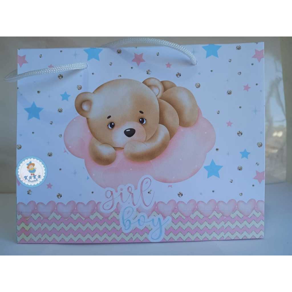 Sacolinha Personalizada Chá Revelação Ursinhos
