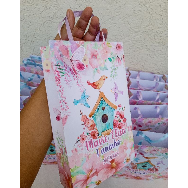 Kit Sacolinhas Surpresas 20x13x5L| Festa Jardim Encantado, Borboletas | Lembrancinhas Aniversário Personalizadas.