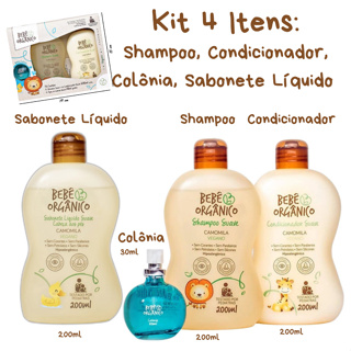 Kit Shampoo Condicionador Colônia Sem Álcool 30ml + Sabonete Líquido - Cuidado Natural Bebê - 630ml em Oferta na Shopee